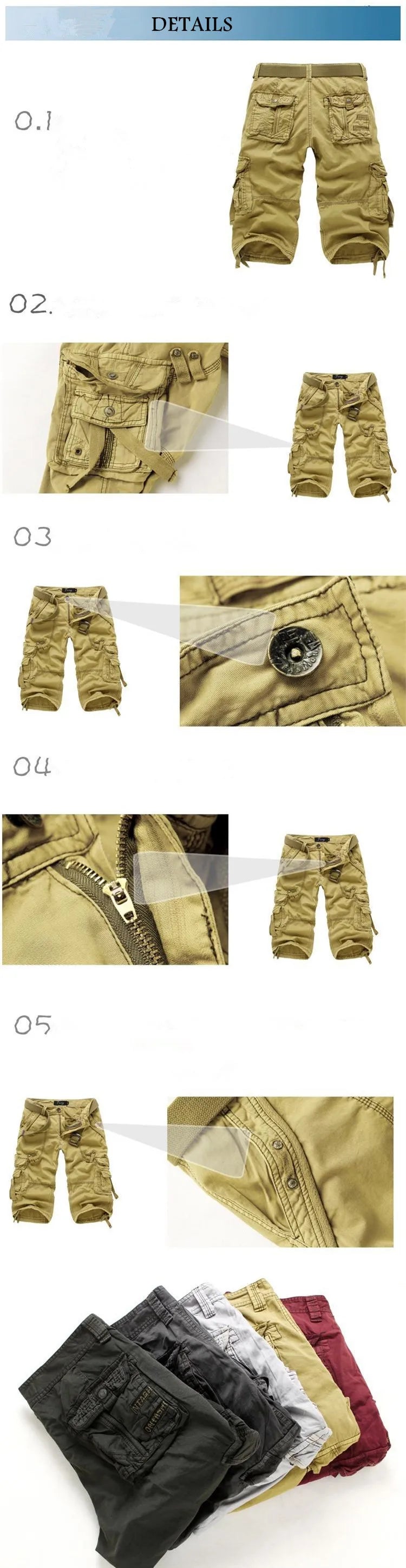 New Summer Casual Shorts Mens Straight Solid Sports Shorts Men Joggers Cargo Shorts Fashion Cotton Knee Length Sweatpants Man