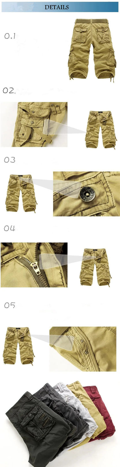 New Summer Casual Shorts Mens Straight Solid Sports Shorts Men Joggers Cargo Shorts Fashion Cotton Knee Length Sweatpants Man