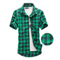 Red And Black Plaid Shirt Men Shirts 2025 New Summer Fashion Chemise Homme Men's Checkered Shirts Short Sleeve Shirt Men