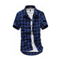 Red And Black Plaid Shirt Men Shirts 2025 New Summer Fashion Chemise Homme Men's Checkered Shirts Short Sleeve Shirt Men