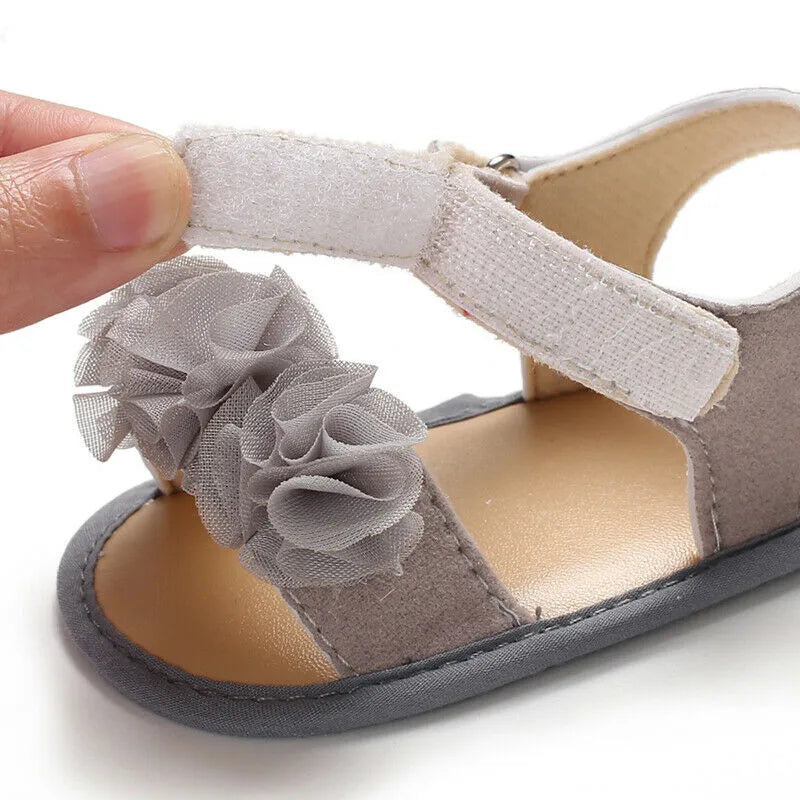 Pretty Newborn Kid Baby Girl Flower Lace Sandals Clogs Flat Shoes Summer Casual Crib Shoes First Pre walker 0-18M