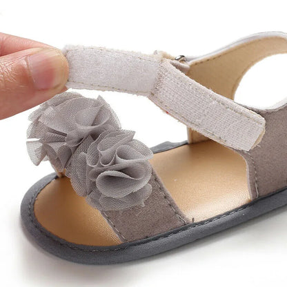 Pretty Newborn Kid Baby Girl Flower Lace Sandals Clogs Flat Shoes Summer Casual Crib Shoes First Pre walker 0-18M