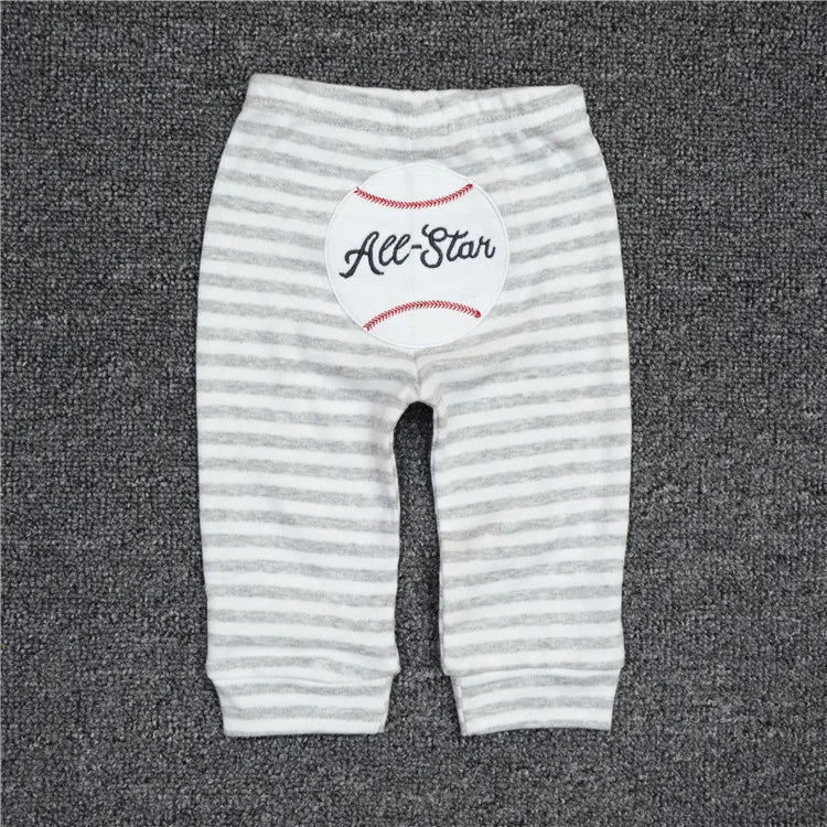3/4PCS/LOT baby leggings Solid striped 3-12M Newborn Baby Pants Summer Cotton Infant boys Pants Unisex Baby Gril Trousers
