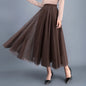 OHRYIYIE Beige Maxi Long Skirt Spring Autumn Women's 2025 New Summer Tulle Skirt Party Mesh A-line Skirts Female Juppe Longue