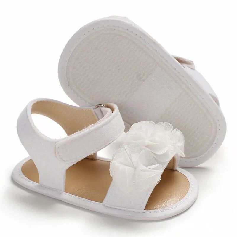 Pretty Newborn Kid Baby Girl Flower Lace Sandals Clogs Flat Shoes Summer Casual Crib Shoes First Pre walker 0-18M