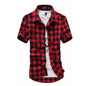 Red And Black Plaid Shirt Men Shirts 2025 New Summer Fashion Chemise Homme Men's Checkered Shirts Short Sleeve Shirt Men