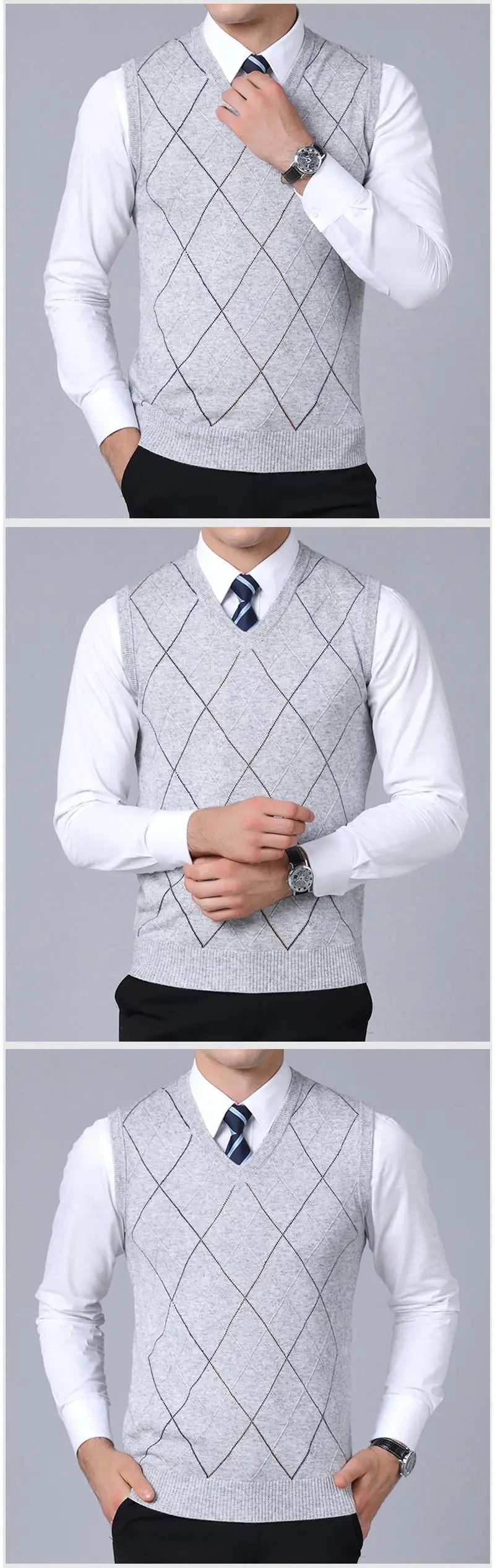 2025 New Fashion Brand Sweater For Men's Pullover Vest Slim Fit Jumpers Knitwear Plaid Autumn Korean Style Casual Men Clothes