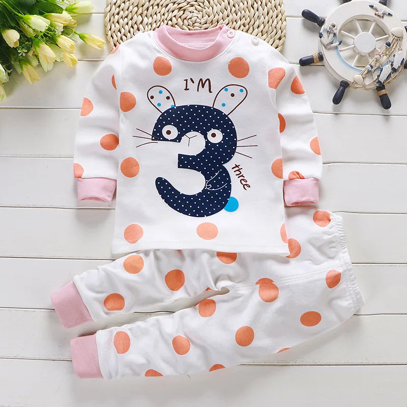 Spring Autumn New Baby Clothing Set Cartoon Cotton Baby Boys Clothing Girls Suit Set 0-3 Year Baby Clothes