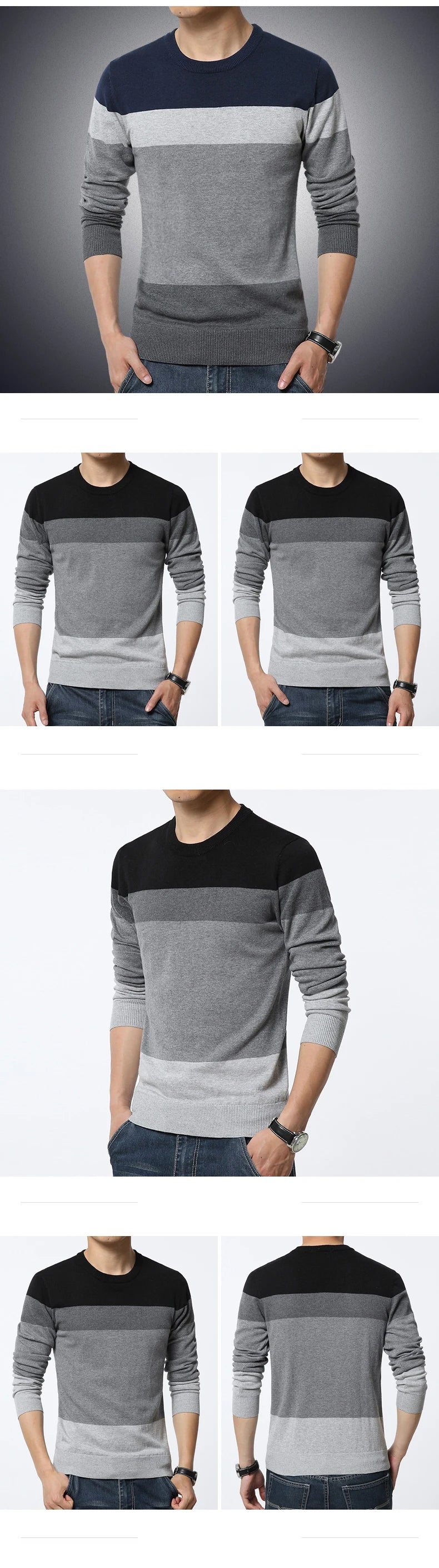2025 Autumn Casual Men's Sweater O-Neck Striped Slim Fit Knitwear Men's Sweaters Pullovers Pullover Men Pull Homme M-4XL