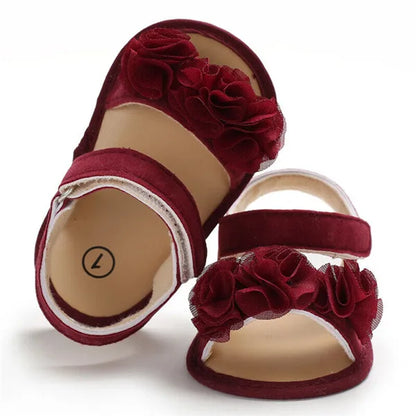 Pretty Newborn Kid Baby Girl Flower Lace Sandals Clogs Flat Shoes Summer Casual Crib Shoes First Pre walker 0-18M