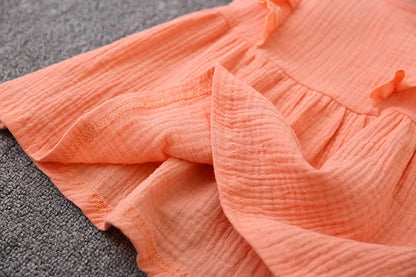 Summer Infant Baby Girl Dress Toddler Dress Muslin Cotton Sleeveless Ruffles Slip Dresses