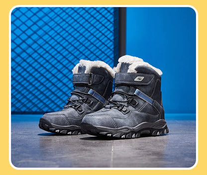 High Quality Boys girl Winter Snow Boots Platform Warm Cotton Shoes Leather Autumn Waterproof Kids Footwear Child Sneaker 5 12+y