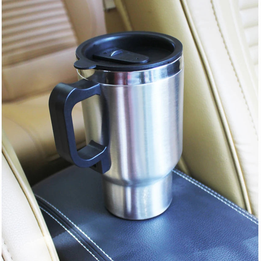 Heated Travel Mug Car Heating Cup 500ml Stainless Steel 12V Travel Electric Coffee Tea Cup Insulated Heated Thermos Mug