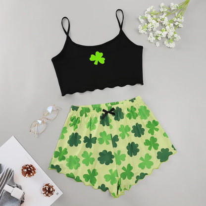 Hot Women's Sleepwear Cute Cartoon Print Short Set Pajamas for Women Pajama Set Sweet Short Sleeve V-Neck & Shorts Summer Pajama