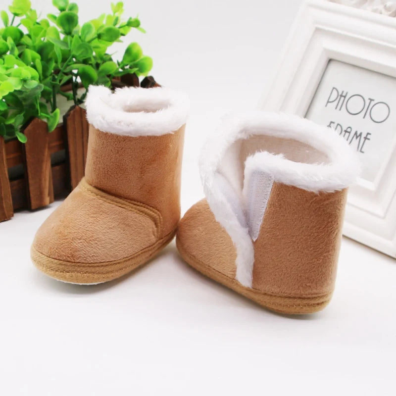 Winter Baby Kids Non-slip Soft Sole Moccasin Boots Boys Girls Suede Leather Crib Shoes 0-18M