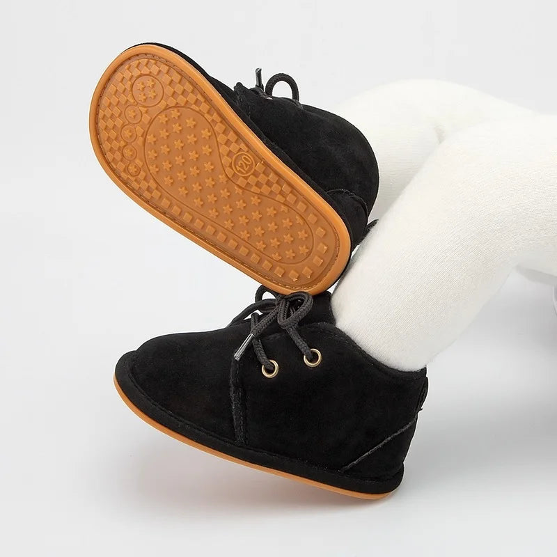 KIDSUN Baby Shoes Boys Classical Cotton Non-slip Soft-Sole Rubber Sole Toddler Girl Boots Infant Crib First Walkers 3-Colors