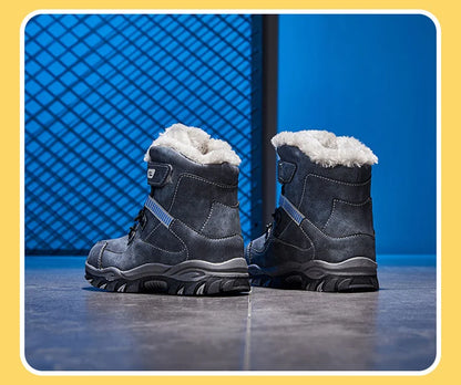 High Quality Boys girl Winter Snow Boots Platform Warm Cotton Shoes Leather Autumn Waterproof Kids Footwear Child Sneaker 5 12+y