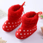 Winter Newborn Baby Girl Boy Polka Dot Cute Cartoon Cotton Shoes Soft Sole Plus Velvet Warm Boots Toddler Infant Walking Shoes