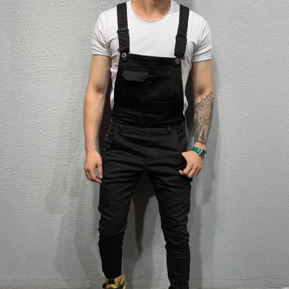 Summer New Men's Distressed Denim Carpenter Overalls Bib Jumpsuits Motos Biker Jean Long Harajuku Rompers Streetwear Plus Size