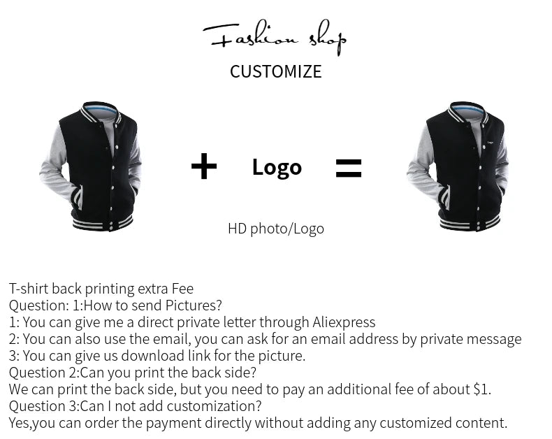 Baseball Jackets Men New Fashion Design Slim Fit College Varsity Coat Women's Jacket Support Custom Print Photo/Text