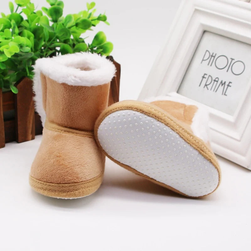Winter Baby Kids Non-slip Soft Sole Moccasin Boots Boys Girls Suede Leather Crib Shoes 0-18M