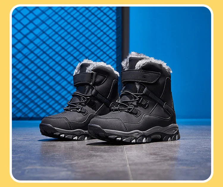 High Quality Boys girl Winter Snow Boots Platform Warm Cotton Shoes Leather Autumn Waterproof Kids Footwear Child Sneaker 5 12+y