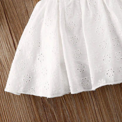 Newborn Infant Baby Girls Princess Short Sleeve Romper Dress Clothes Outfit 2025 Summer white girls mini dress