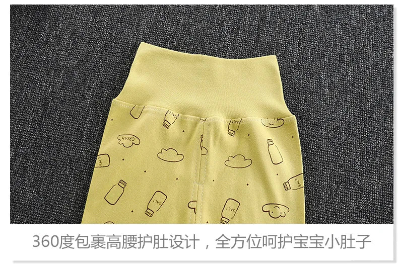Baby Girls Boys Pants Toddler Bottoming Leggings Children Cotton Cartoon Trousers High Waist 2024 Autumn Newborn Kids Clothing
