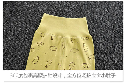 Baby Girls Boys Pants Toddler Bottoming Leggings Children Cotton Cartoon Trousers High Waist 2024 Autumn Newborn Kids Clothing