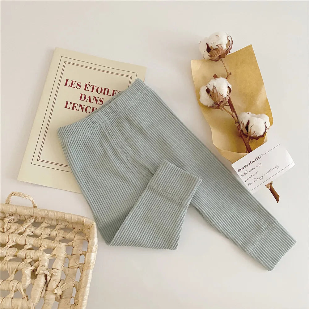 Autumn Baby Girl Legging Cotton Baby Boys Ribbed Leggings Striped Kids Pants Children Casual Trousers