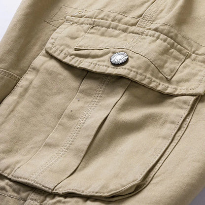 2025 Summer Men's Baggy Multi Pocket Military Cargo Shorts Male Cotton Khaki Men's Tactical Shorts Short Pants 30-38 No Belt