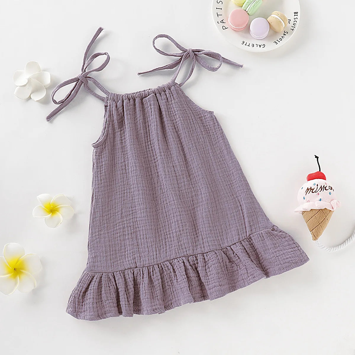 Summer Toddler Baby Girl Sleeveless Ruffles Dress Sarafan Kids Cotton Linen Muslin Slip Dresses Clothing