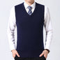 JOHMUVVE  New Men V-neck Vest Trend Retro Solid Color Vest All-match Casual Business Work Woolen Knit Vest Men Autumn