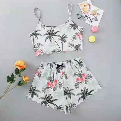 Hot Women's Sleepwear Cute Cartoon Print Short Set Pajamas for Women Pajama Set Sweet Short Sleeve V-Neck & Shorts Summer Pajama