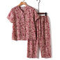 Novelty Sleepwear Women Pajamas Set Night Suit For Mother & Grandma Pajamas Summer Pajama Femme Printing Cardigan Home Clothes