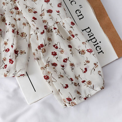 Chiffon Floral Blouses For Women Soft Retro Chic Ladies Shirts  Temperament Fresh Popular Trendy Ulzzang Button Femme Clothing