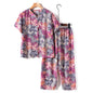 Novelty Sleepwear Women Pajamas Set Night Suit For Mother & Grandma Pajamas Summer Pajama Femme Printing Cardigan Home Clothes