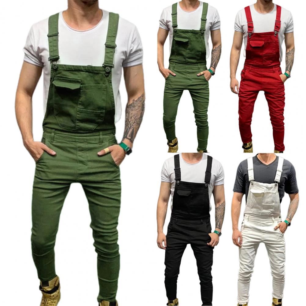 Summer New Men's Distressed Denim Carpenter Overalls Bib Jumpsuits Motos Biker Jean Long Harajuku Rompers Streetwear Plus Size