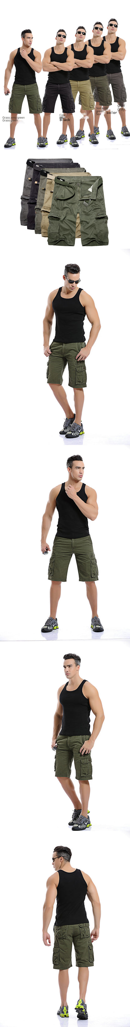 Men's Military Cargo Shorts Summer army green Cotton Shorts men Loose Multi-Pocket Shorts Homme Casual Bermuda Trousers 40