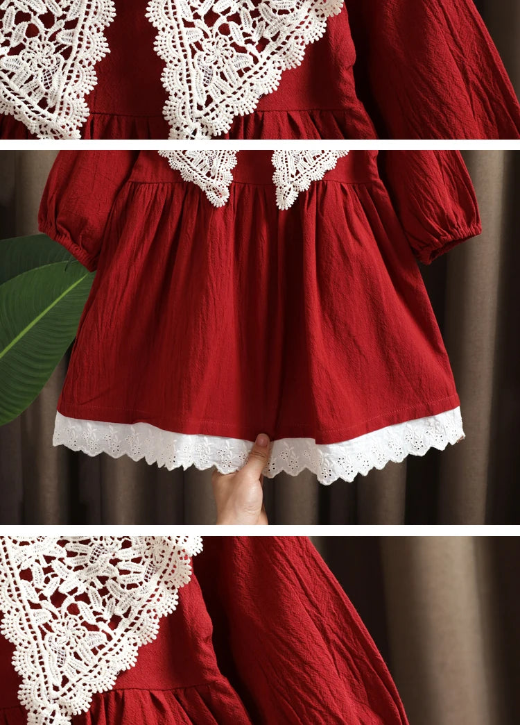 Spring baby girl clothes lace long sleeve dress costume for toddler girl baby birthday kids clothing straight long dresses dress