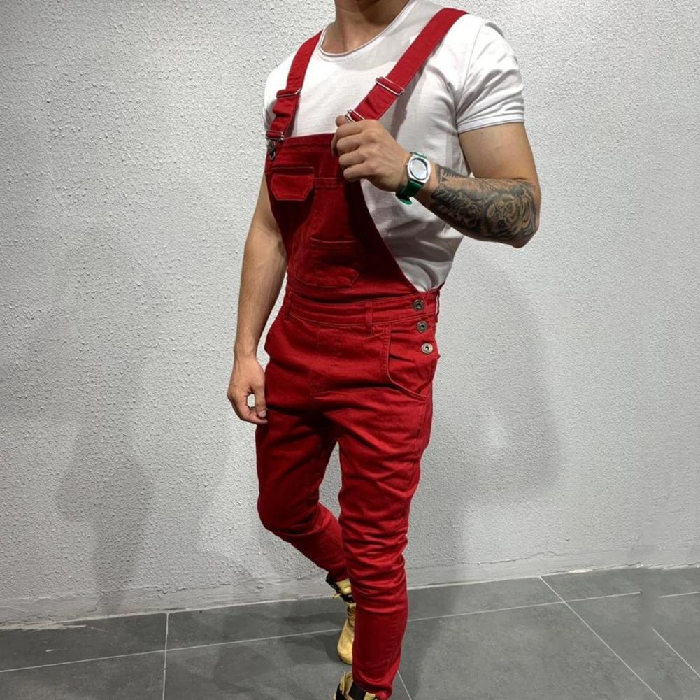 Summer New Men's Distressed Denim Carpenter Overalls Bib Jumpsuits Motos Biker Jean Long Harajuku Rompers Streetwear Plus Size