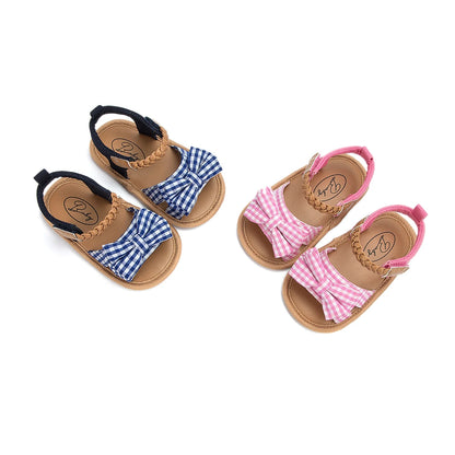 KIDSUN Summer Baby Beach Sandals Bow-knot Rubber Sole Anti-Slip Newborn Princess Toddler Crib First Walkers Baby Girls Shoes