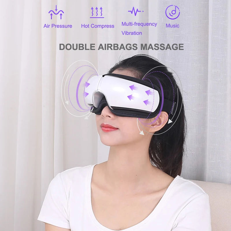 Smart Eye Massager Electric Bluetooth Airbag Vibration Hot Compress Air Pressure Eye Care Massager Relaxation Massage Glasses