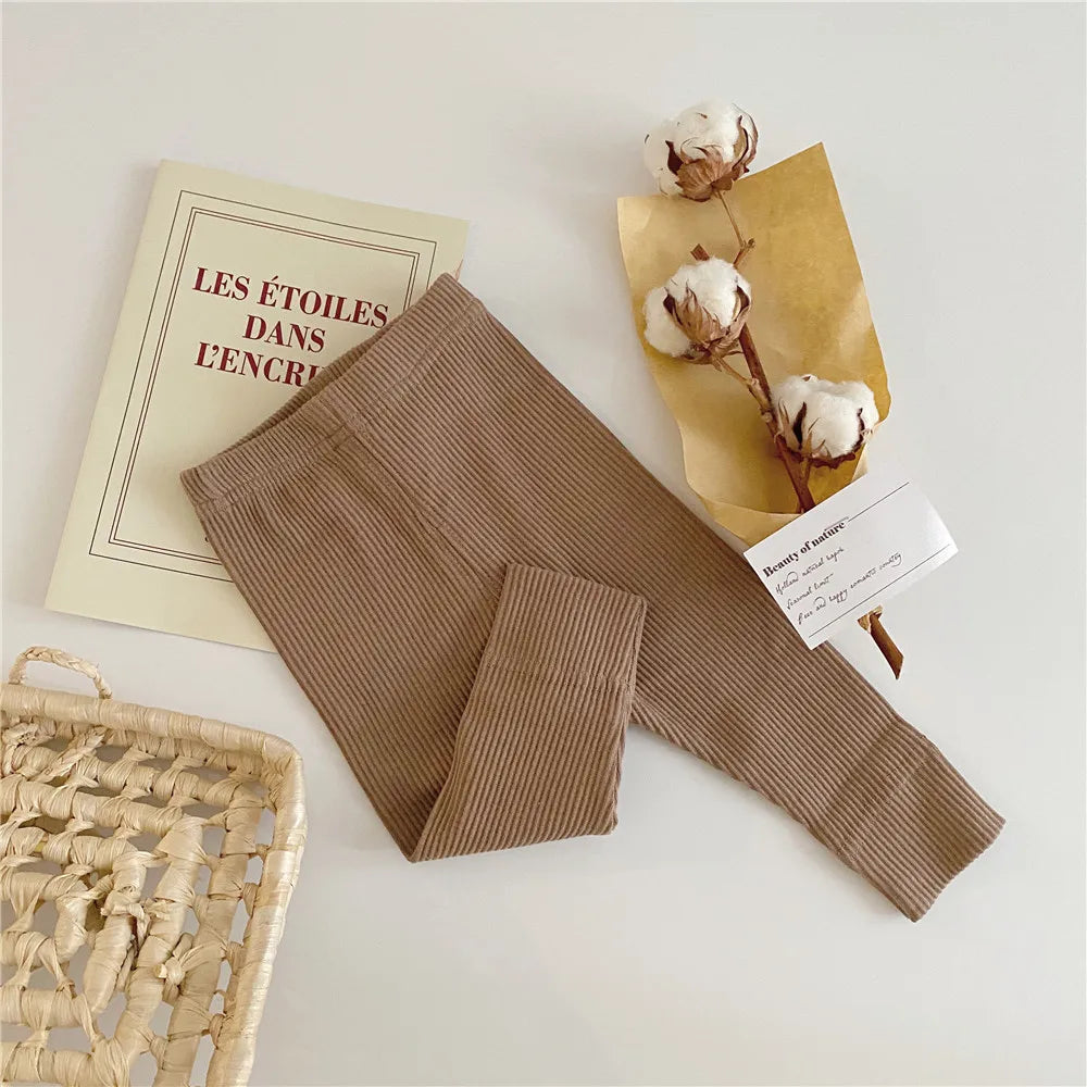 Autumn Baby Girl Legging Cotton Baby Boys Ribbed Leggings Striped Kids Pants Children Casual Trousers