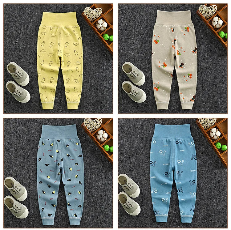 Baby Girls Boys Pants Toddler Bottoming Leggings Children Cotton Cartoon Trousers High Waist 2024 Autumn Newborn Kids Clothing