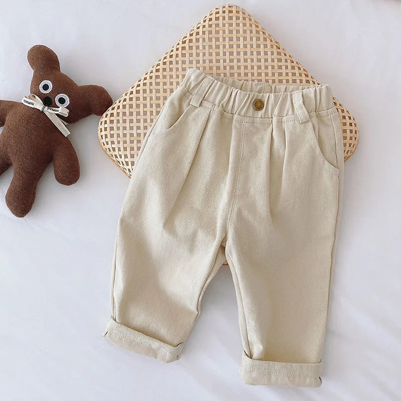 MILANCEL 2025 Spring Autumn Solid Kids Boys Straight Pants Fashion Children Clothing Trousers Brief Jeans for 1-6 Years