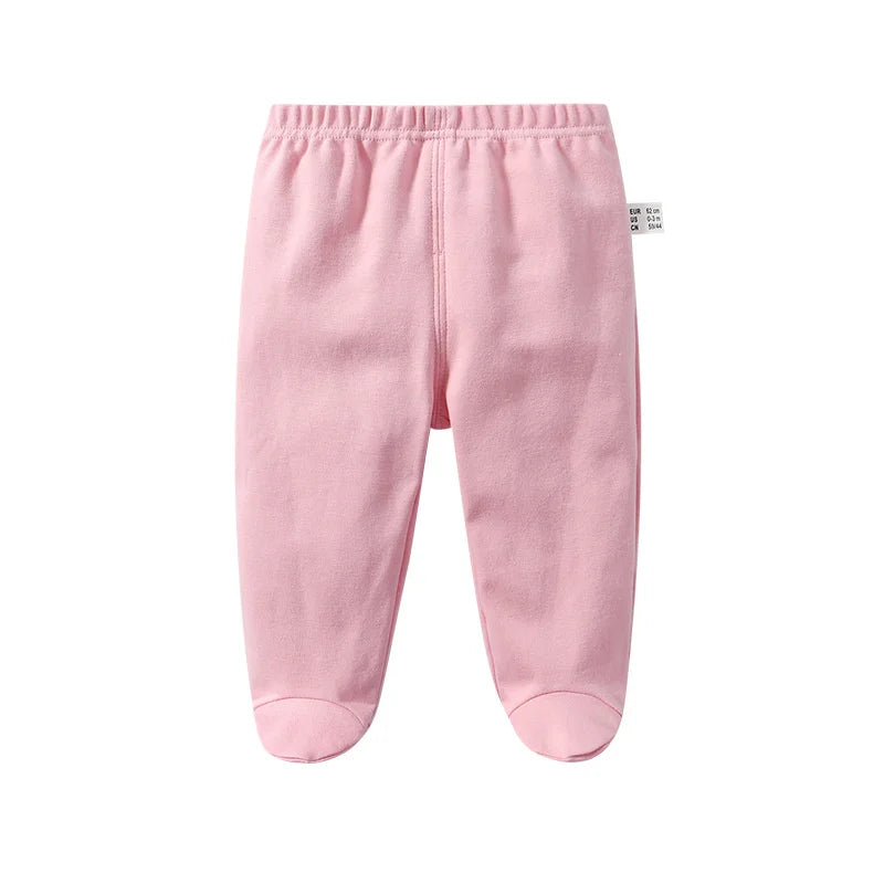 Lawadka 0-12M Spring Autumn Cotton Newborn Baby Boy Girl Pants Solid Wrap Foot Long Trousers Casual Baby Leggings For Girls Boys