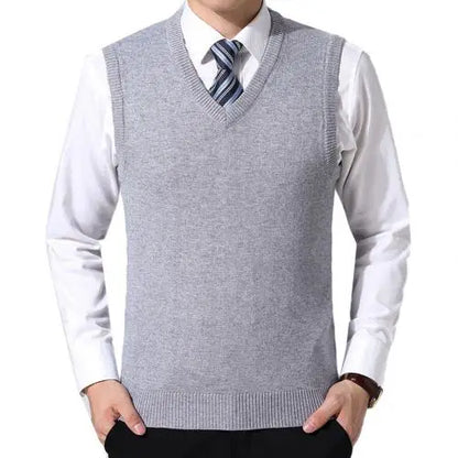 HOT SALES! Men Casual Winter Solid Color V Neck Sleeveless Knitted Woolen Plus Size Vest Knitted Woolen Vest Men Suit Vest
