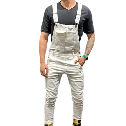 Summer New Men's Distressed Denim Carpenter Overalls Bib Jumpsuits Motos Biker Jean Long Harajuku Rompers Streetwear Plus Size