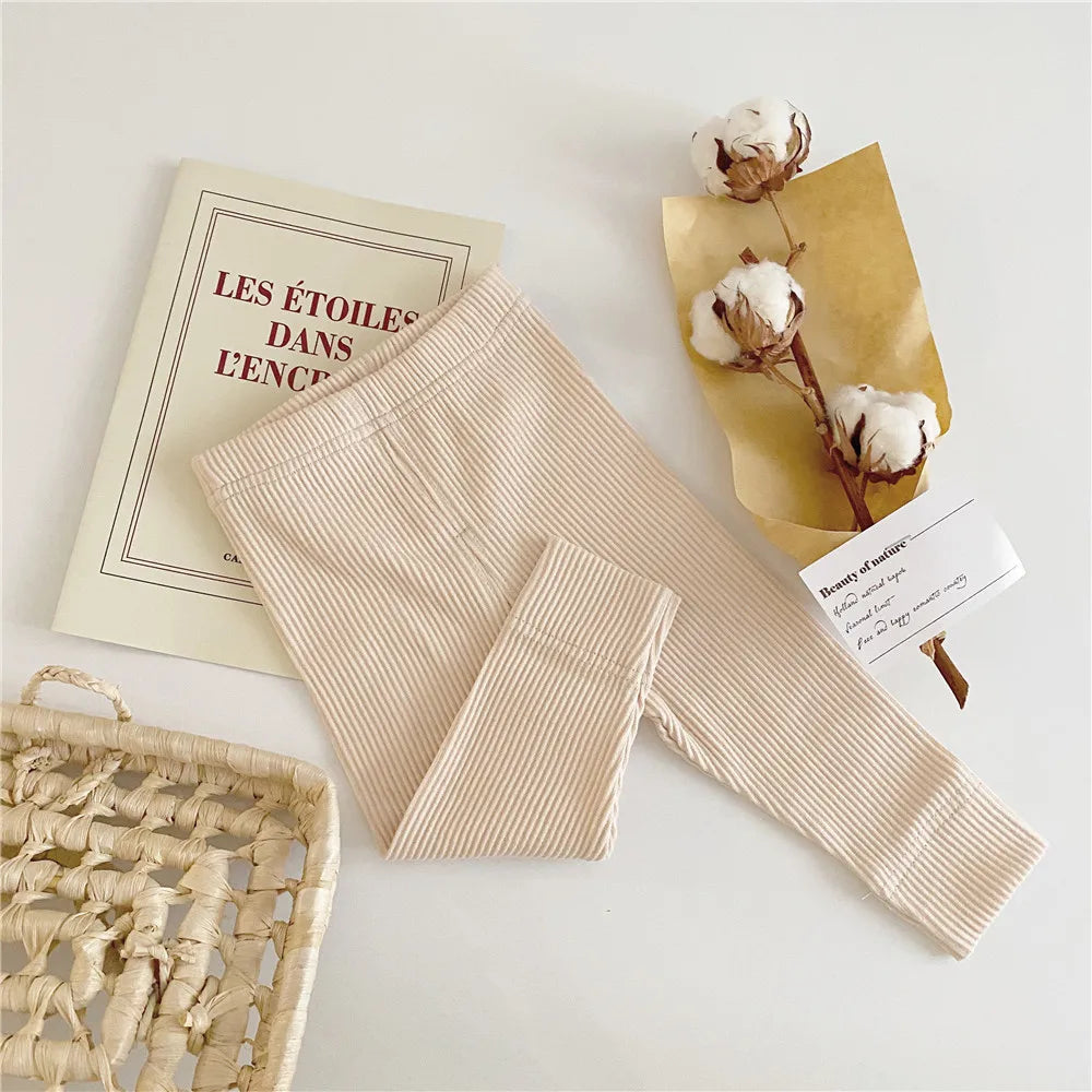 Autumn Baby Girl Legging Cotton Baby Boys Ribbed Leggings Striped Kids Pants Children Casual Trousers